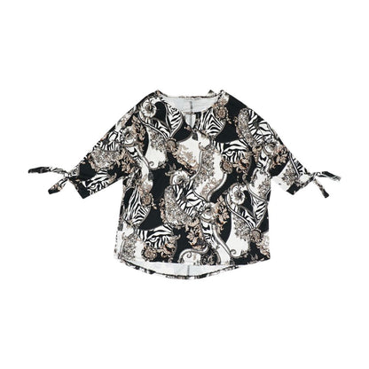 Black Graphic Blouse