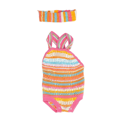 Multi Striped Sleeveless One-Piece