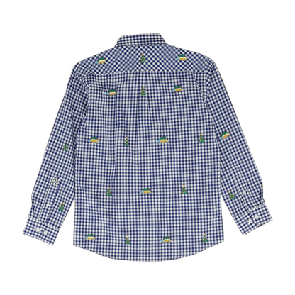 Blue Check Long Sleeve Polo