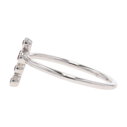 14K White Gold Bezel Set Ruby Stackable Cross Ring