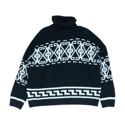 Black Graphic Pullover Sweater
