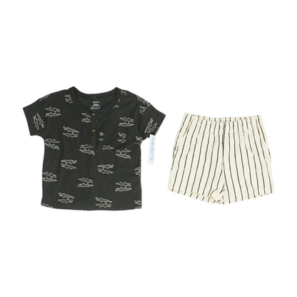 Charcoal Graphic Short Sleeve Set