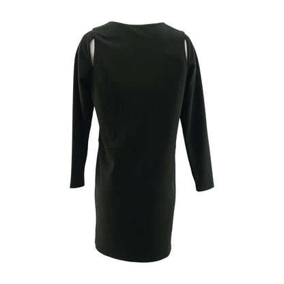 Black Solid Midi Dress