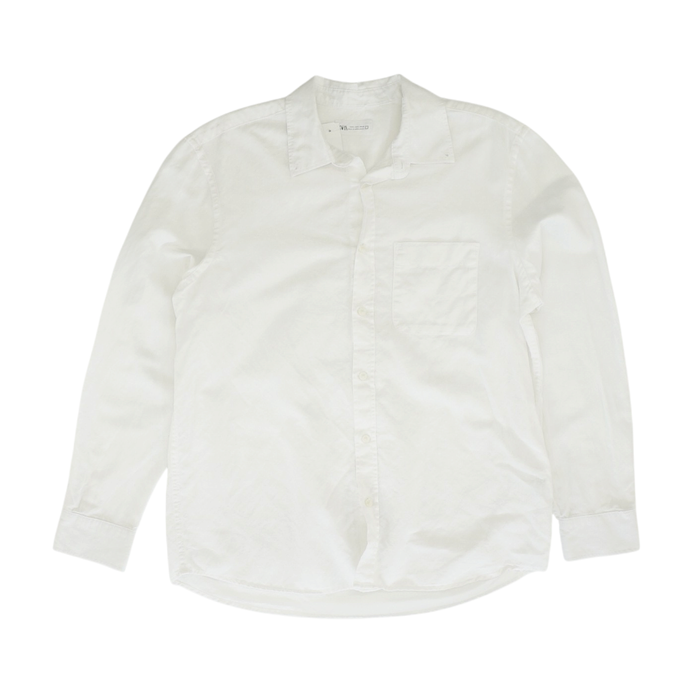 White Solid Long Sleeve Button Down
