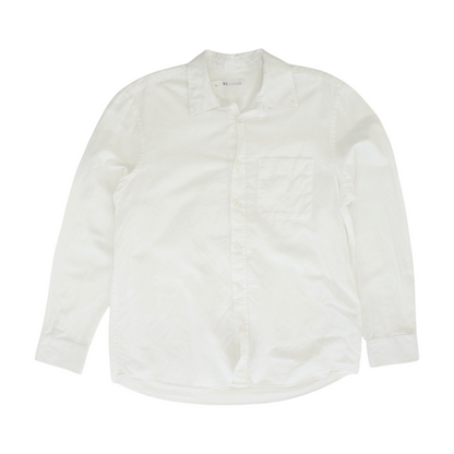 White Solid Long Sleeve Button Down
