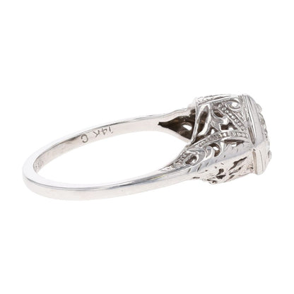 1/3 Ct 14K White Gold Round Diamond In Filigree Mounting Cocktail Ring