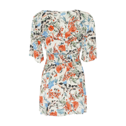 Beige Floral Mini Dress