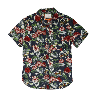 Navy Floral Short Sleeve Button Down