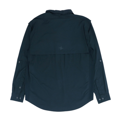 Black Solid Outdoor Button Down