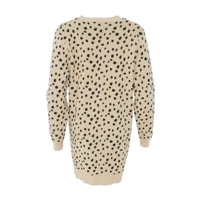 Beige Polka Dot Cardigan Sweater