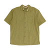 Green Solid Short Sleeve Button Down