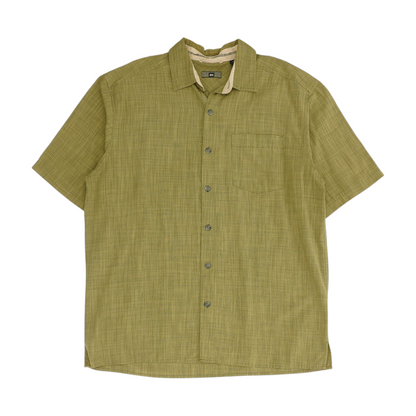 Green Solid Short Sleeve Button Down