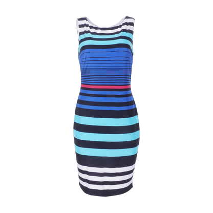 Blue Striped Midi Dress