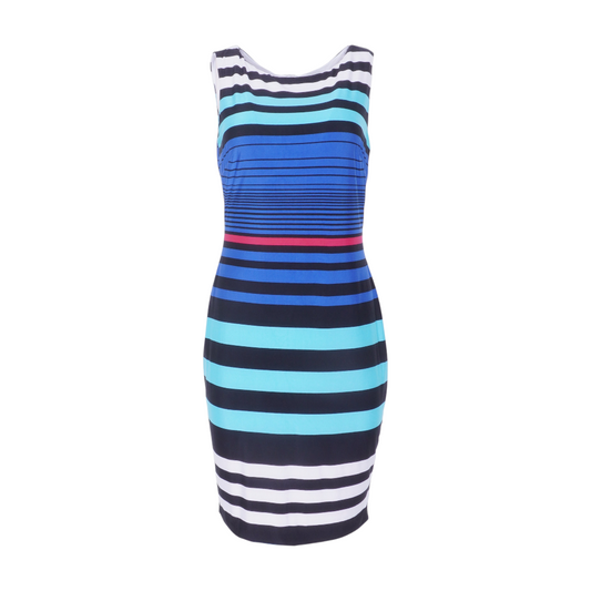 Blue Striped Midi Dress