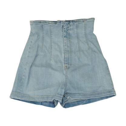 Blue Solid Denim Shorts