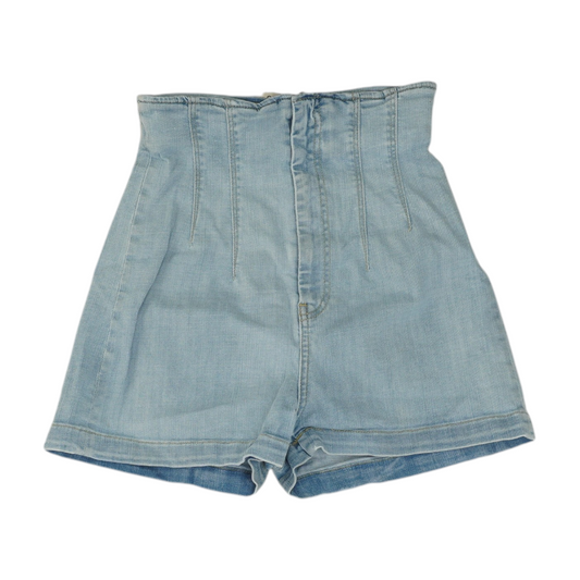Blue Solid Denim Shorts