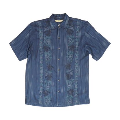 Navy Floral Short Sleeve Button Down