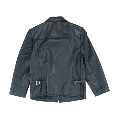 Black Solid Leather Jacket