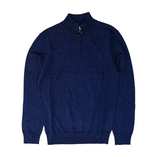 Blue Solid 1/4 Zip Sweater