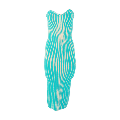 Turquoise Animal Print Midi Dress