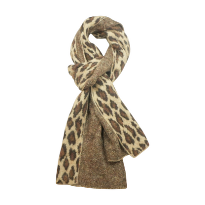Brown Animal Print Acrylic Scarf