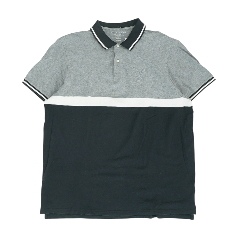 Gray Color Block Short Sleeve Polo