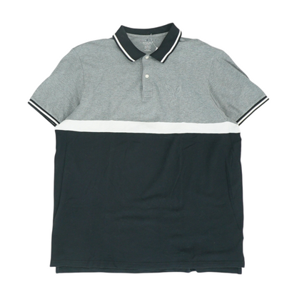 Gray Color Block Short Sleeve Polo
