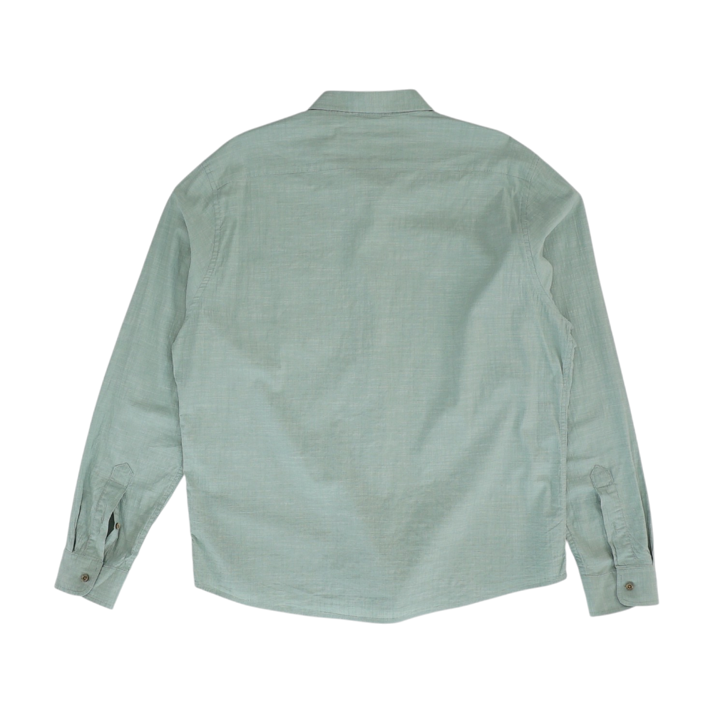 Green Solid Long Sleeve Button Down
