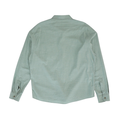 Green Solid Long Sleeve Button Down