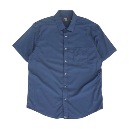 Navy Solid Short Sleeve Button Down