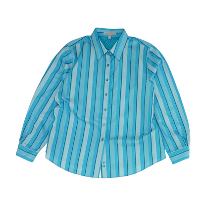 Blue Petite Striped Button Down