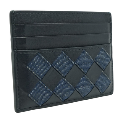 Intrecciato Denim Leather Card Case