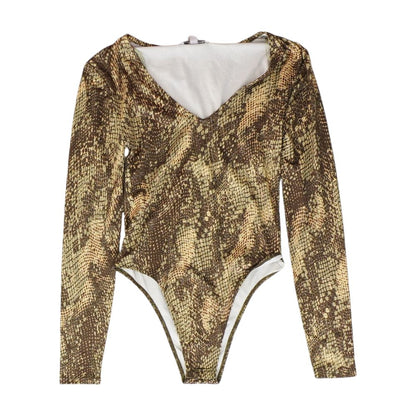 Brown Animal Print Long Sleeve Blouse