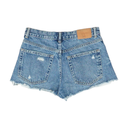 Blue Solid Denim Shorts