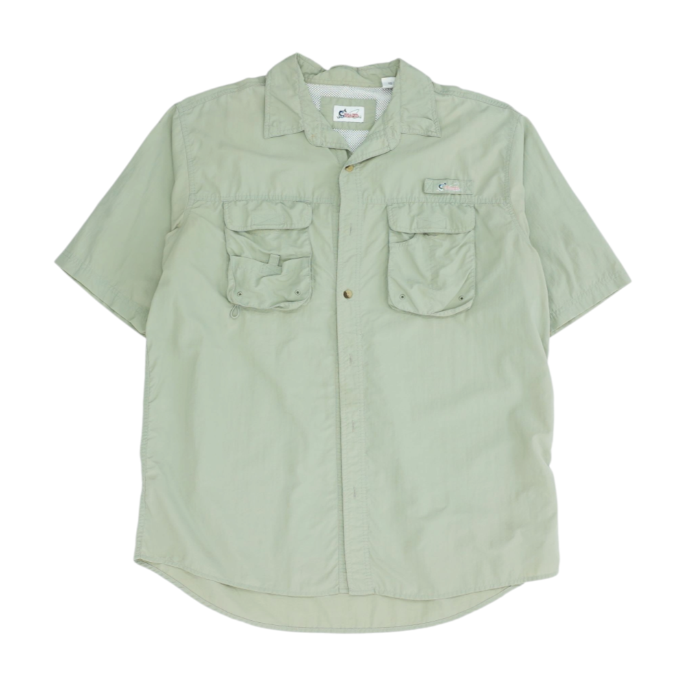 Green Solid Outdoor Button Down