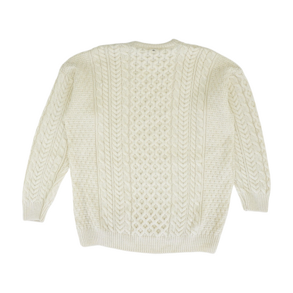 Cream Solid Pullover Sweater