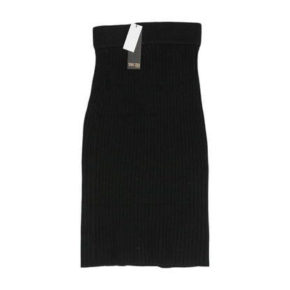 Black Solid Midi Skirt