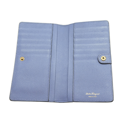 Gancini Leather Wallet Wallet in Washed Denim