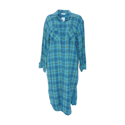 Blue Plaid Midi Dress