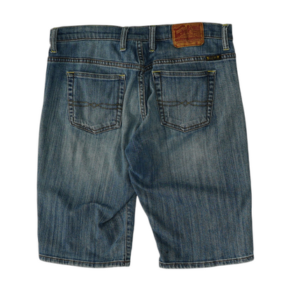 Blue Solid Denim Shorts
