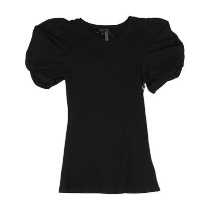 Black Solid Crewneck Knit Top
