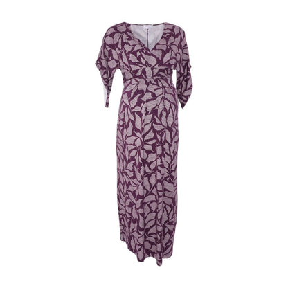 Purple Maternity Floral Midi Dress
