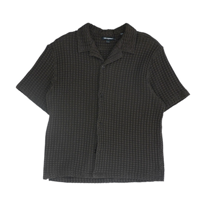 Brown Solid Short Sleeve Button Down
