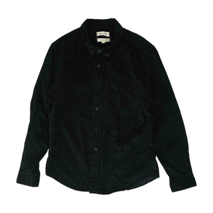 Black Solid Flannel Button Down