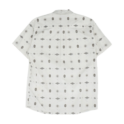 Ivory Print Short Sleeve Button Down