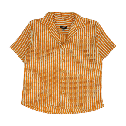 Orange Striped Short Sleeve Button Down