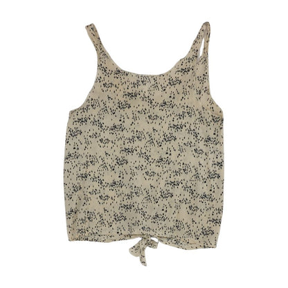 Beige Graphic Sleeveless Blouse