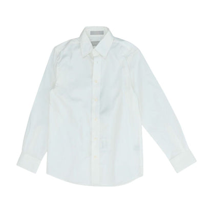 White Solid Long Sleeve Button Down