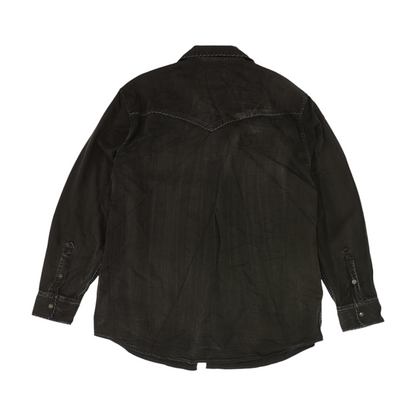 Black Solid Flannel Button Down