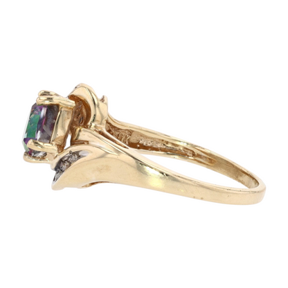 10K Yellow Gold Mystic Stone Fashion Ring